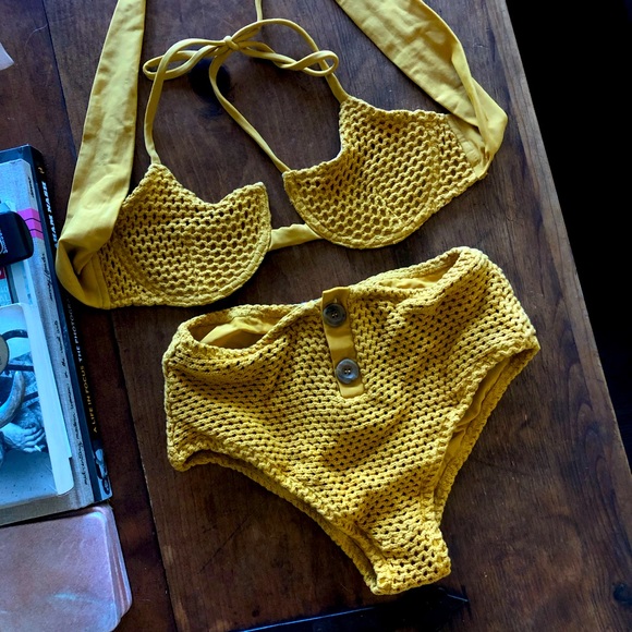 Tacoola yellow knit bikini hi-waisted - Picture 4 of 4